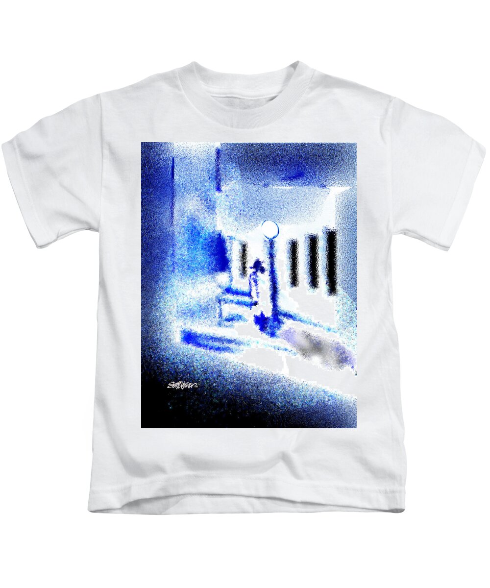 Back Alley Kids T-Shirt featuring the digital art Back Alley Rendezvous by Seth Weaver