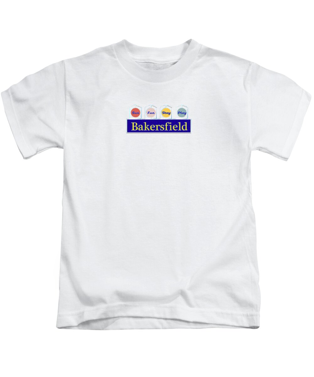 Bakersfield Theme Kids T-Shirt featuring the digital art Bakersfield Theme by Janet Needham