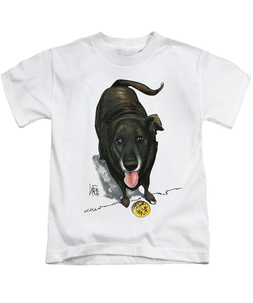 Pet Portrait Kids T-Shirt featuring the drawing Bartlett 3021 by Canine Caricatures By John LaFree