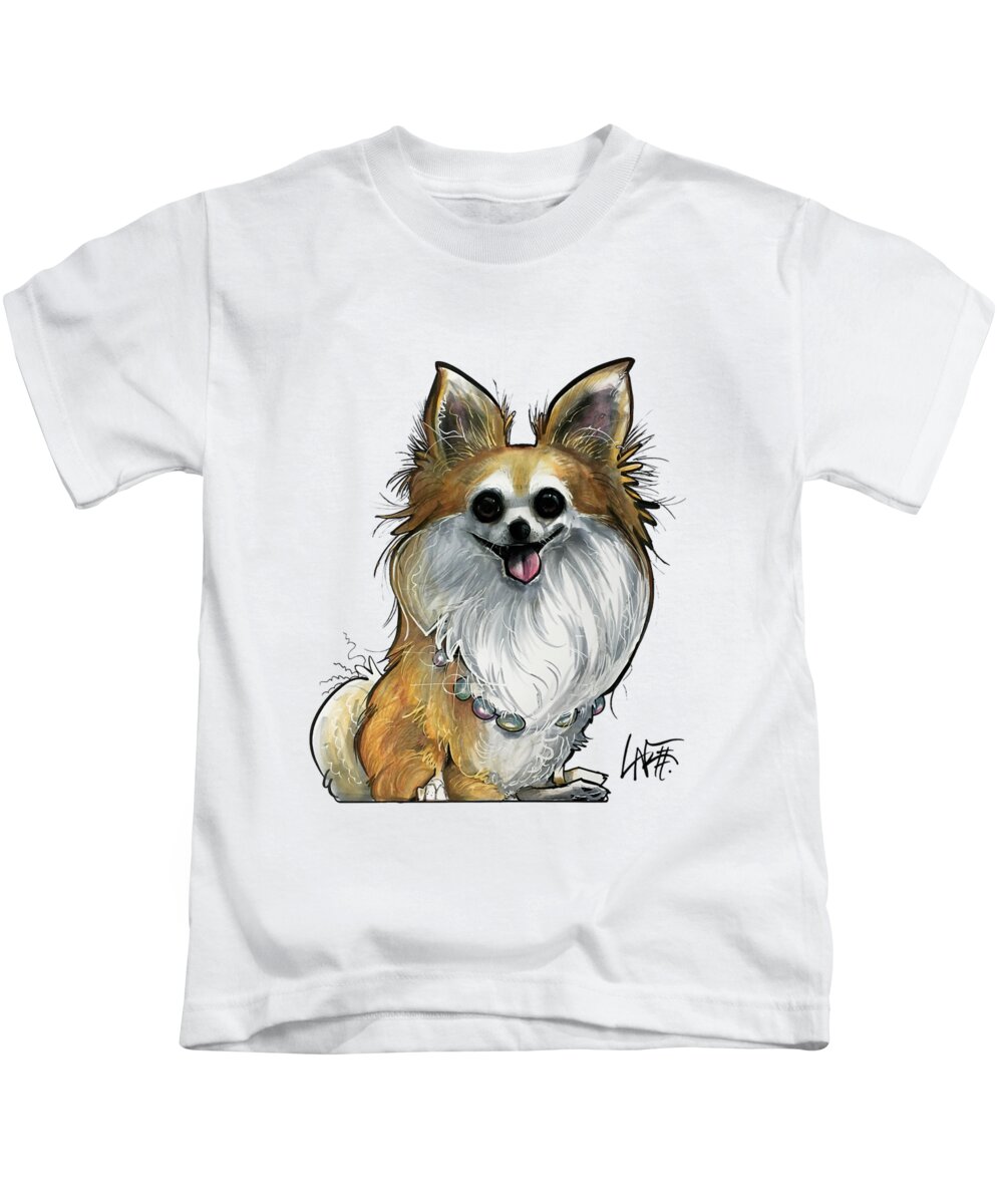 Papillon Kids T-Shirt featuring the drawing Batassa 19-1024 by Canine Caricatures By John LaFree