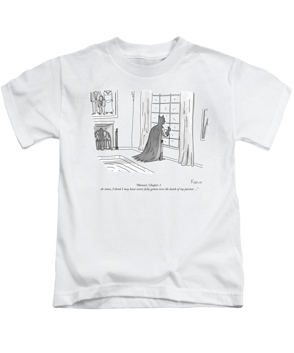 “memoir Kids T-Shirt featuring the drawing Batman Memoir Chapter 1 by Zachary Kanin