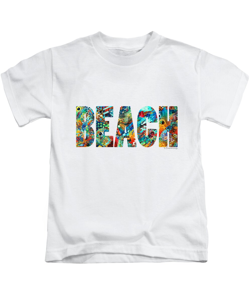Beach Kids T-Shirt featuring the painting Beach Art - Beachy Keen - By Sharon Cummings by Sharon Cummings
