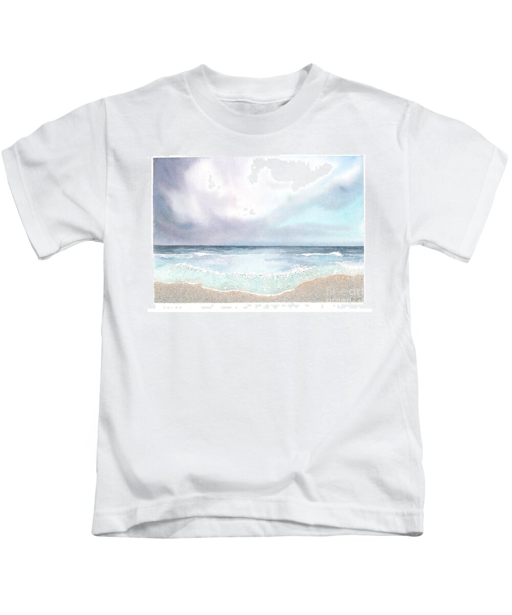 Florida Kids T-Shirt featuring the painting Beach Storm by Hilda Wagner