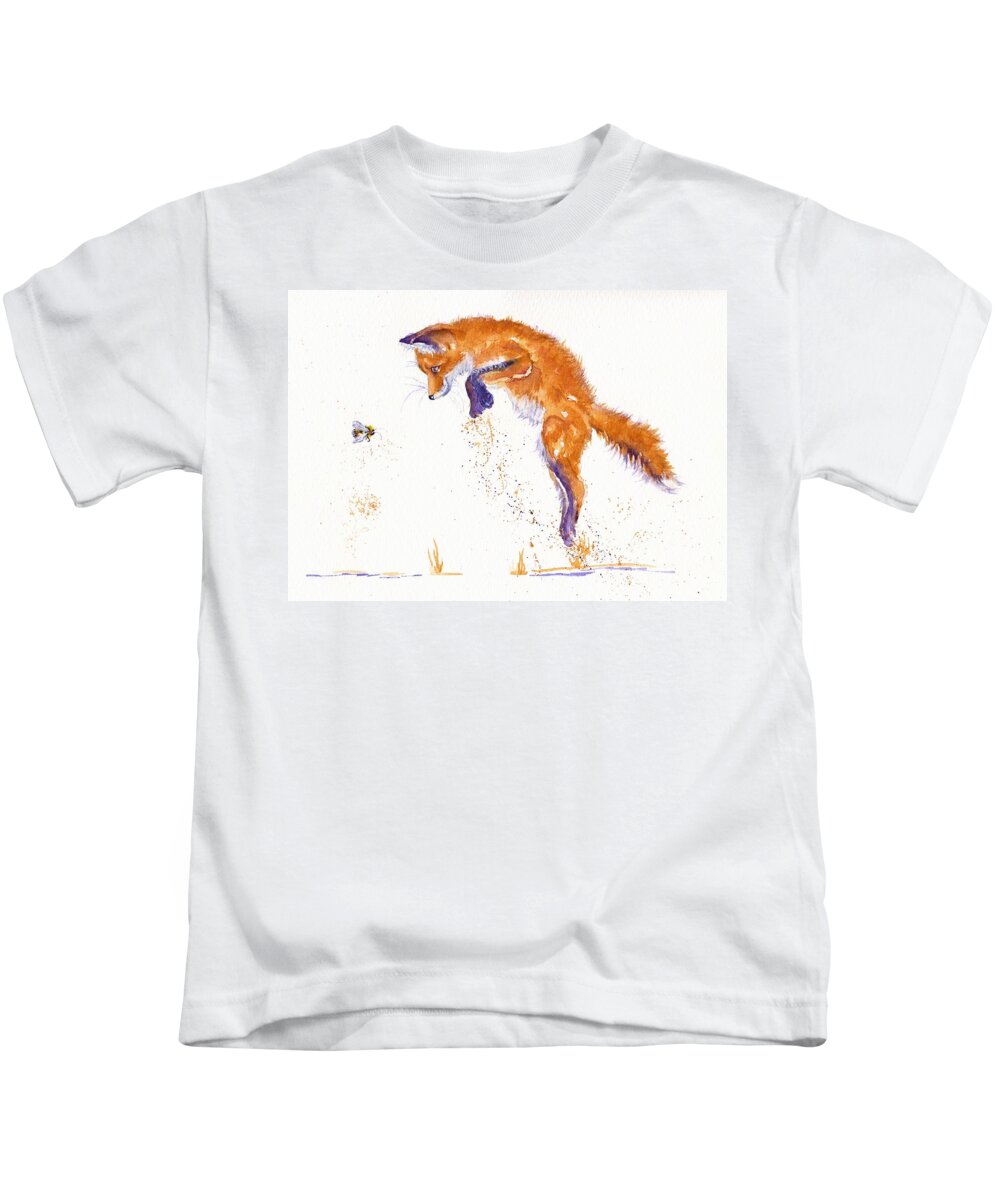 Fox Kids T-Shirt featuring the painting Bee Innocent by Debra Hall
