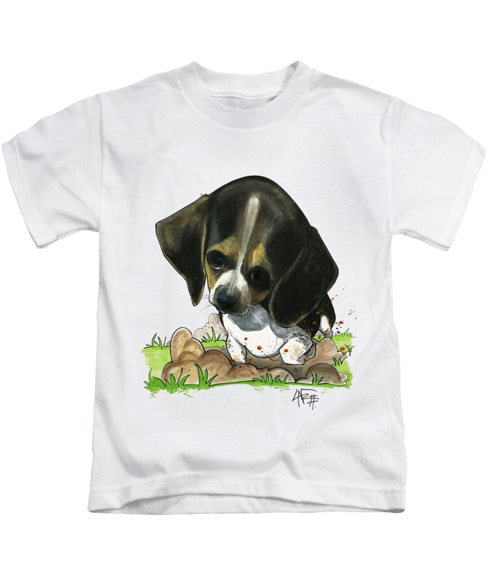 Pet Portrait Kids T-Shirt featuring the drawing Begley 3204 by Canine Caricatures By John LaFree