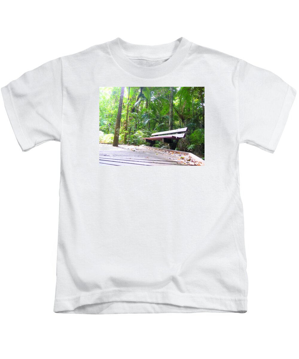 Wildlife Kids T-Shirt featuring the photograph Bench by Michael Blaine