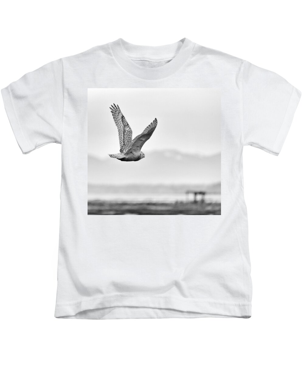 Canada Kids T-Shirt featuring the photograph Birds of BC - No.16 - Snowy Owl - Bubo scandiacus by Paul W Sharpe Aka Wizard of Wonders