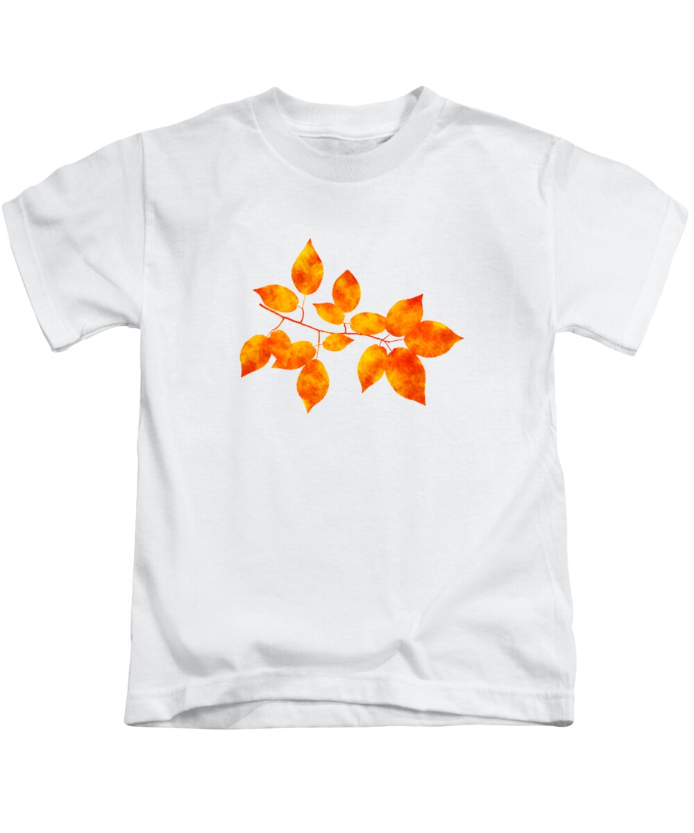 Leaves Kids T-Shirt featuring the mixed media Black Cherry Pressed Leaf Art by Christina Rollo