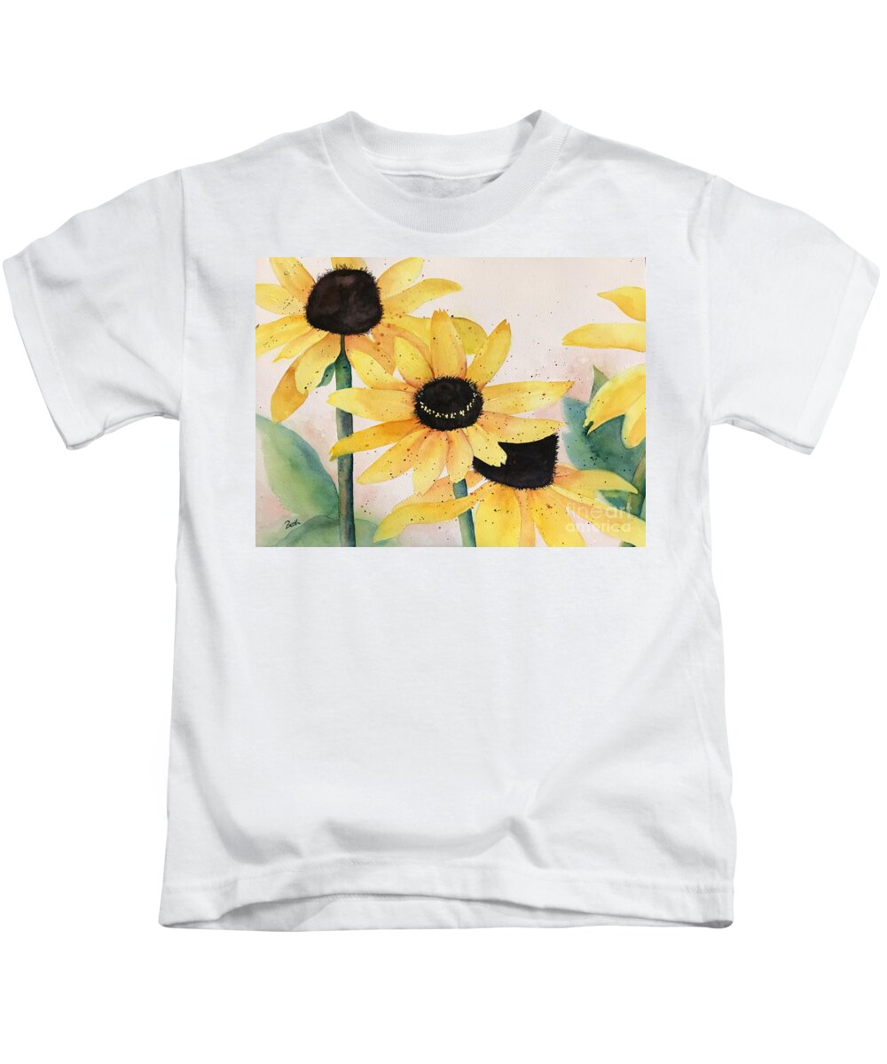 Floral Kids T-Shirt featuring the painting Brown-Eyed Girls by Beth Fontenot