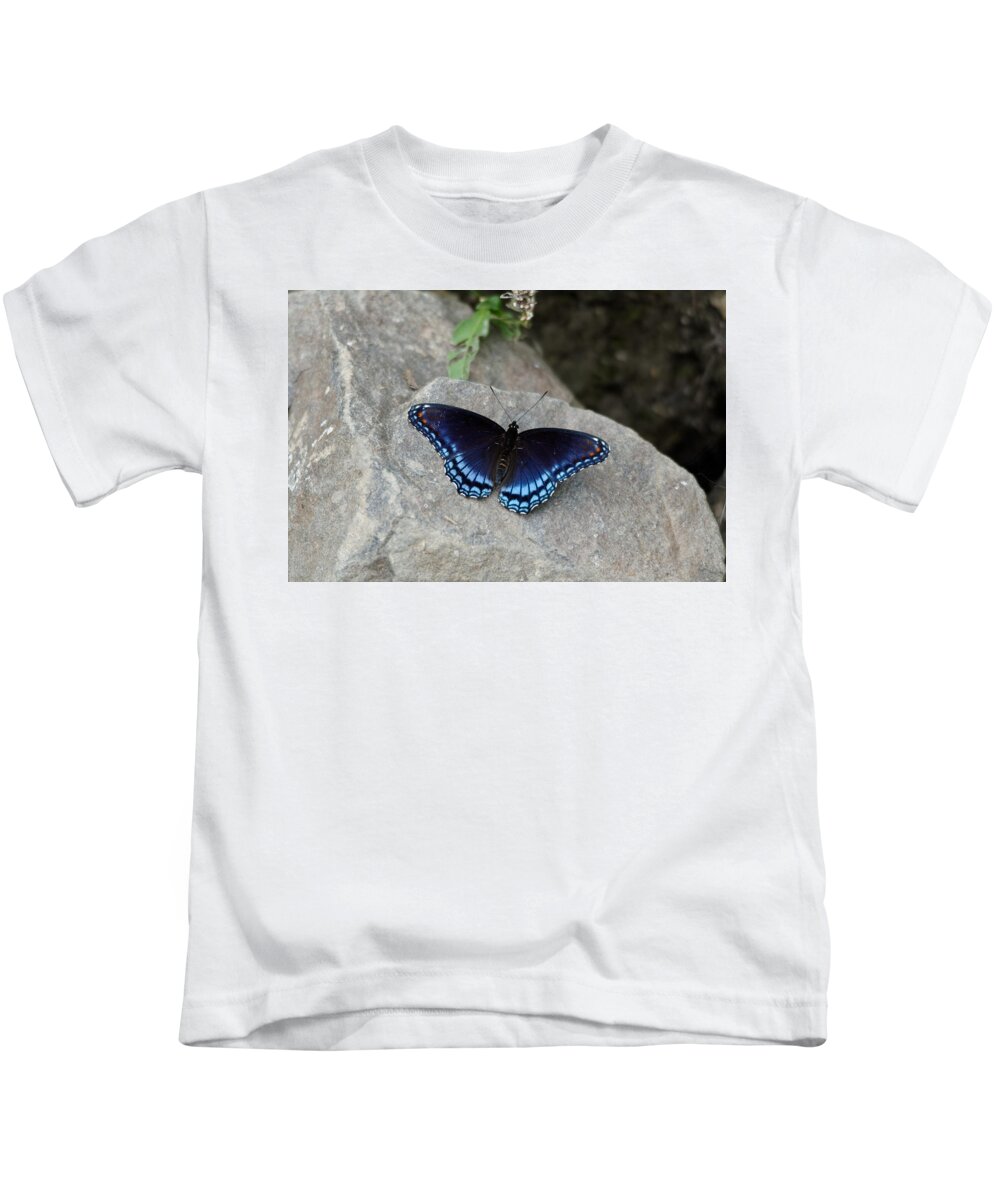 Butterfly Kids T-Shirt featuring the photograph Blue butterfly by Peter Ponzio