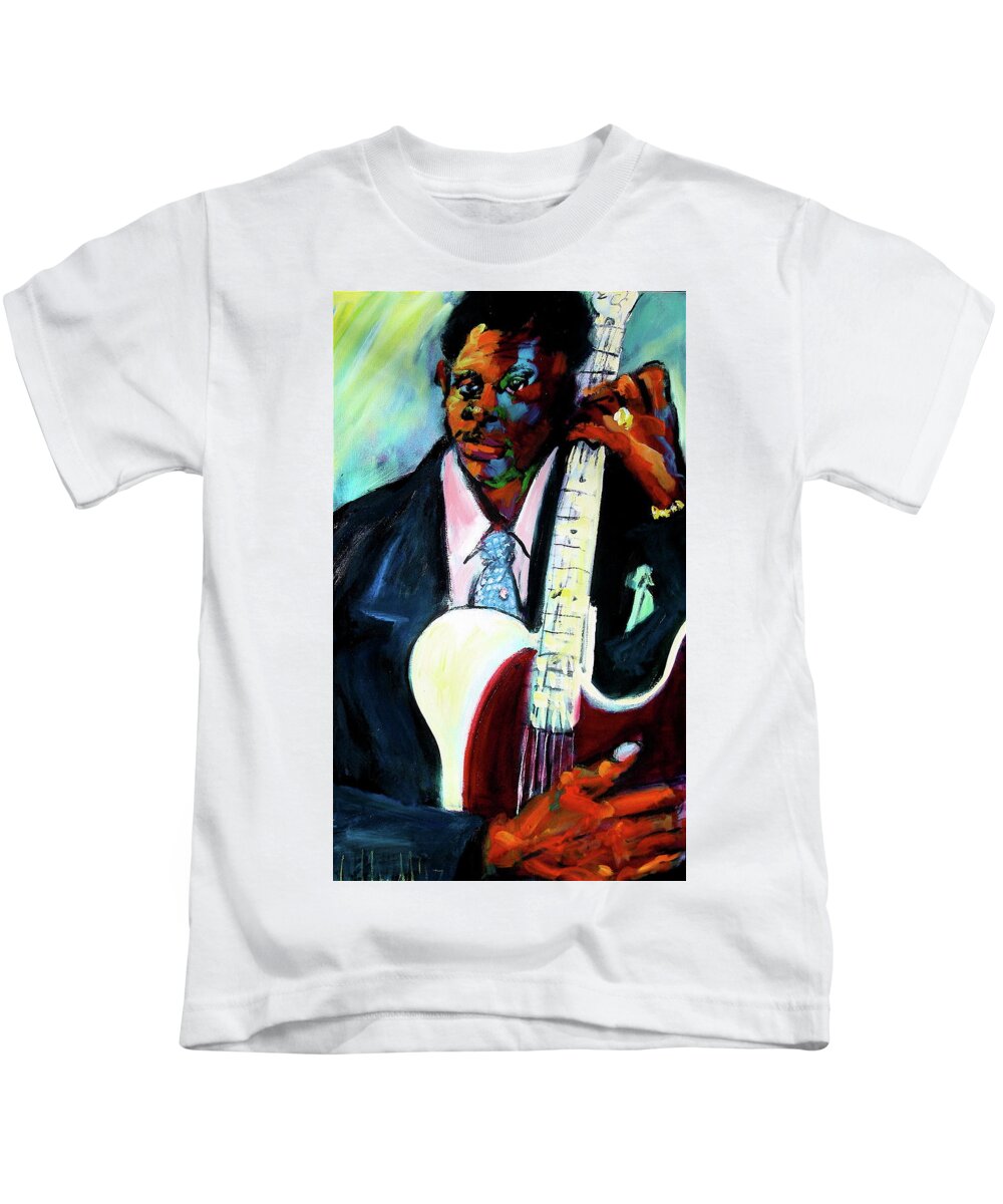 Bb King Kids T-Shirt featuring the painting Blues Boy by Les Leffingwell