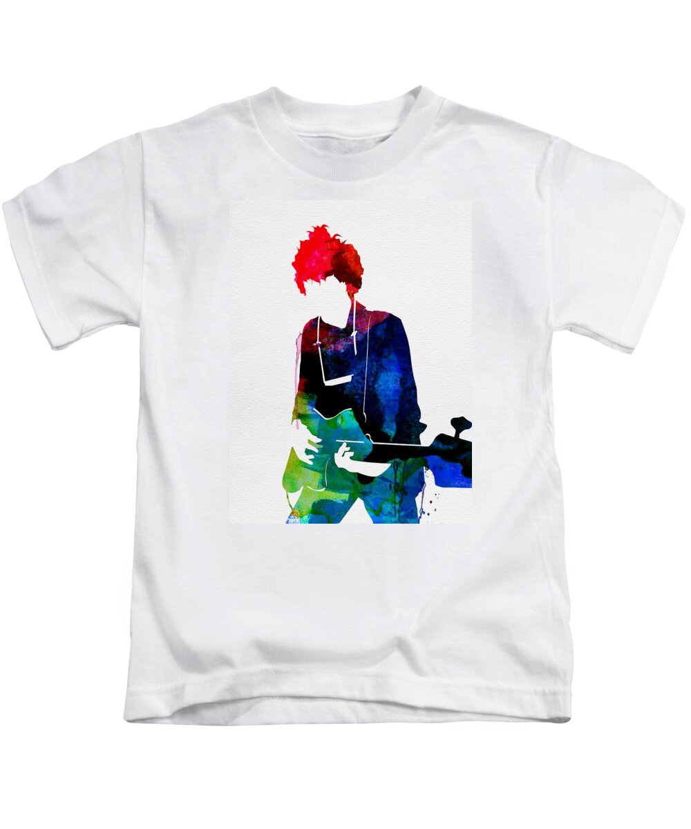 Bob Dylan Kids T-Shirt featuring the painting Bob Watercolor by Naxart Studio