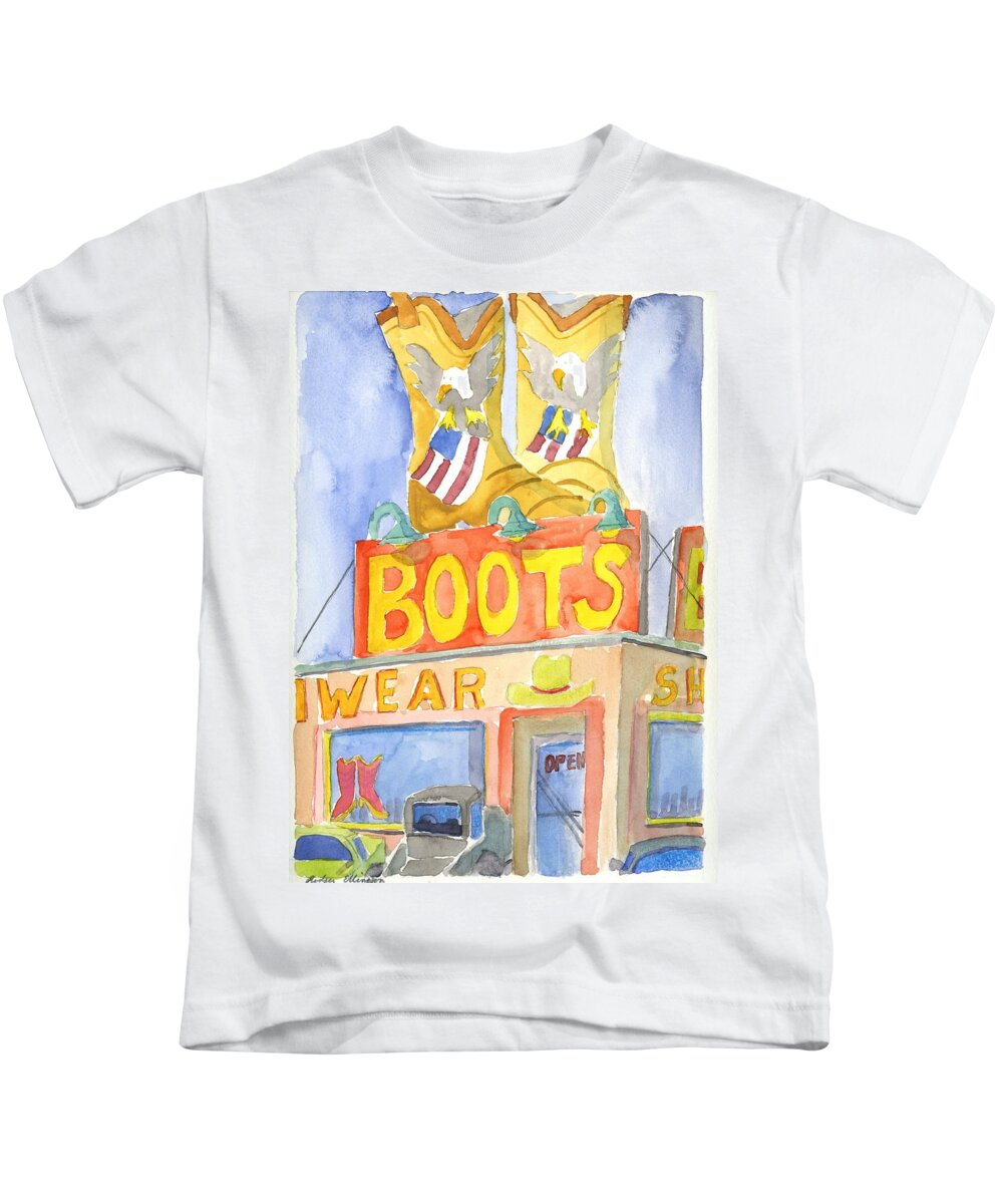 Boots Kids T-Shirt featuring the painting Boots by Rodger Ellingson