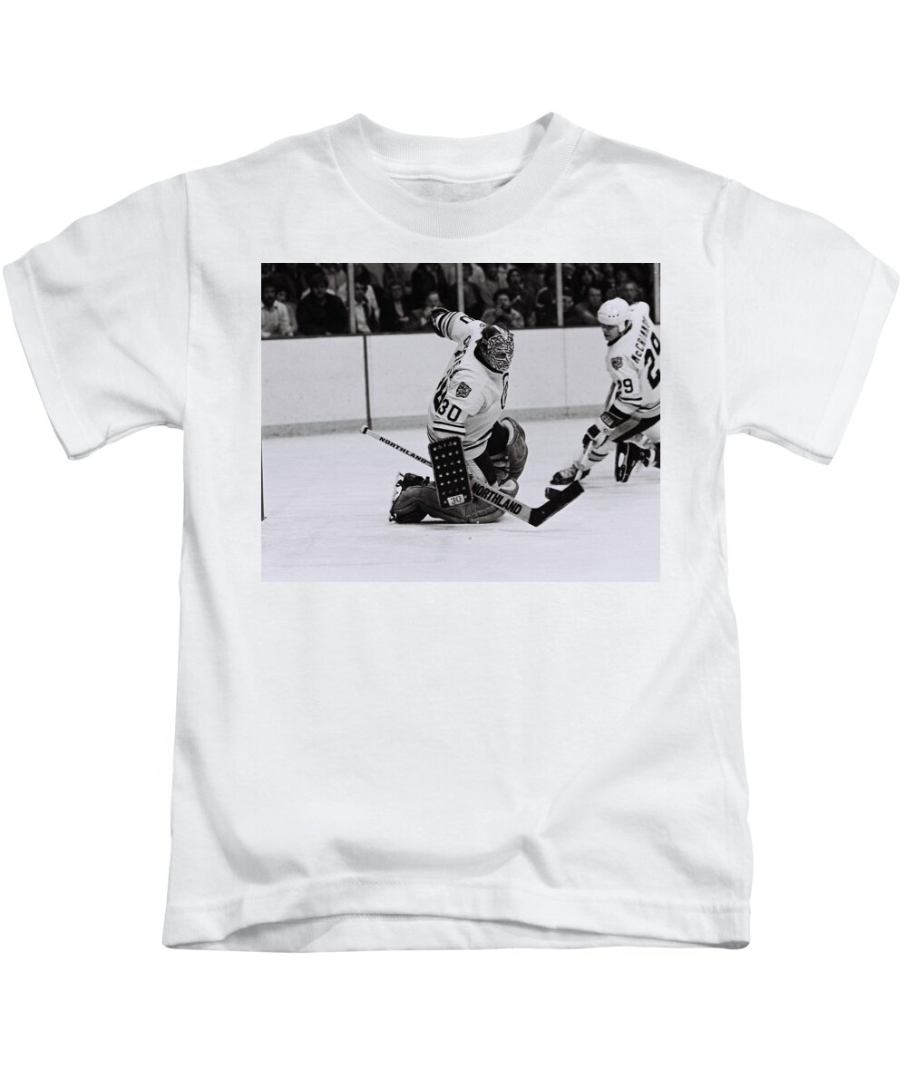 Gerry Cheevers Boston Bruins Kids T-Shirt by J Markham - Fine Art