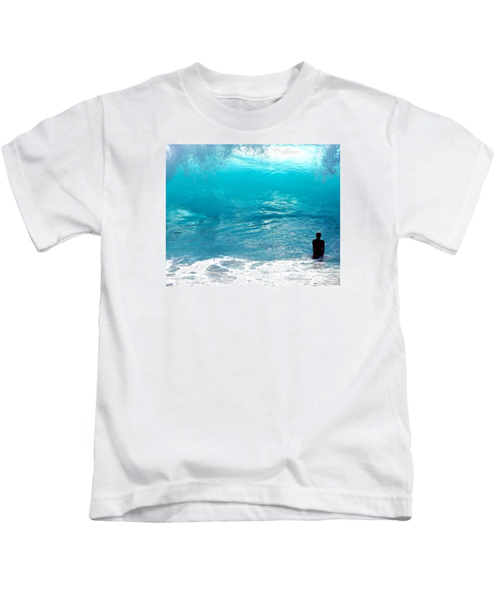 Wave Kids T-Shirt featuring the photograph Boy and Wave Kekaha Beach by Debra Banks