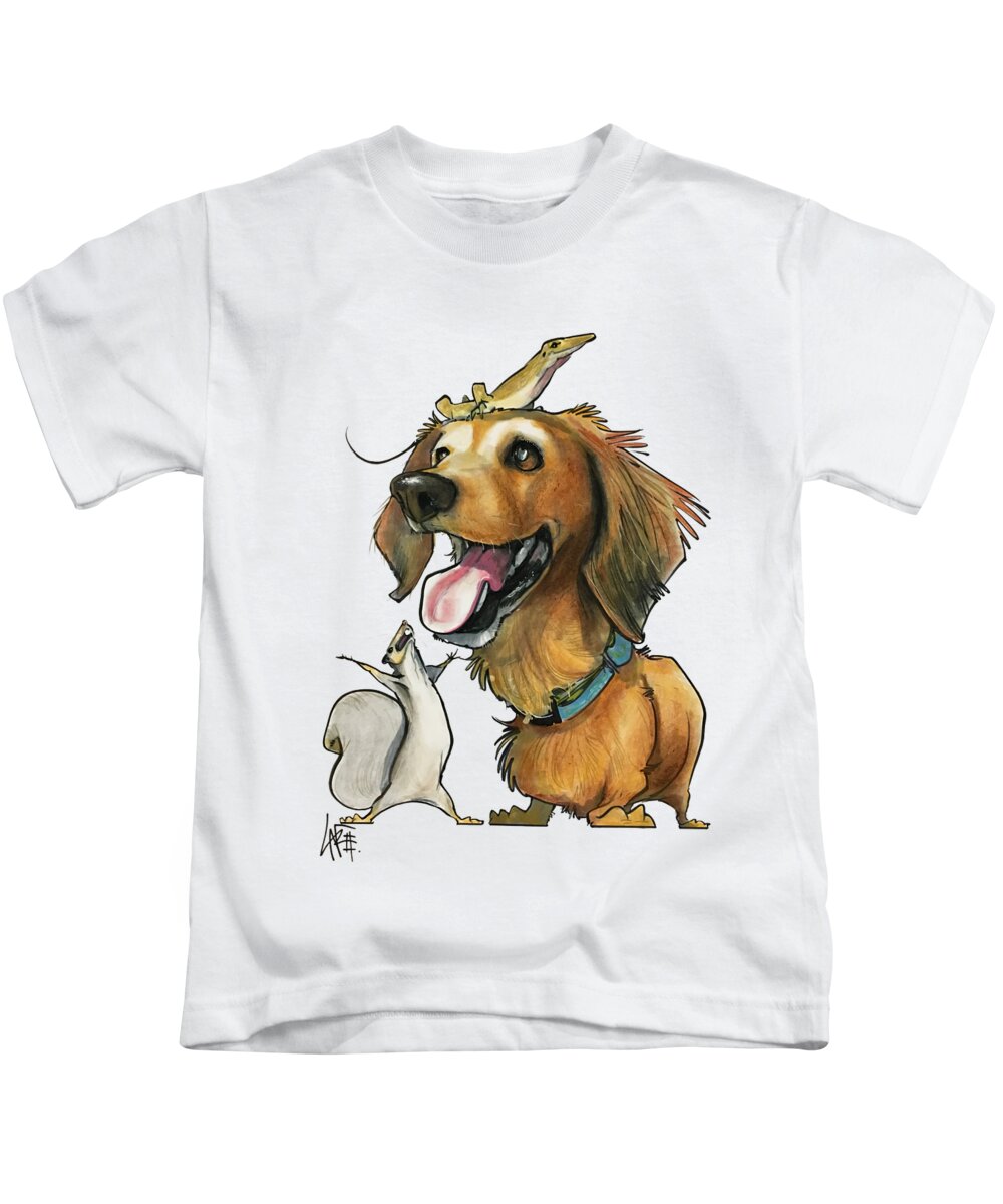 Pet Portrait Kids T-Shirt featuring the drawing Boyle 7-1107 by Canine Caricatures By John LaFree