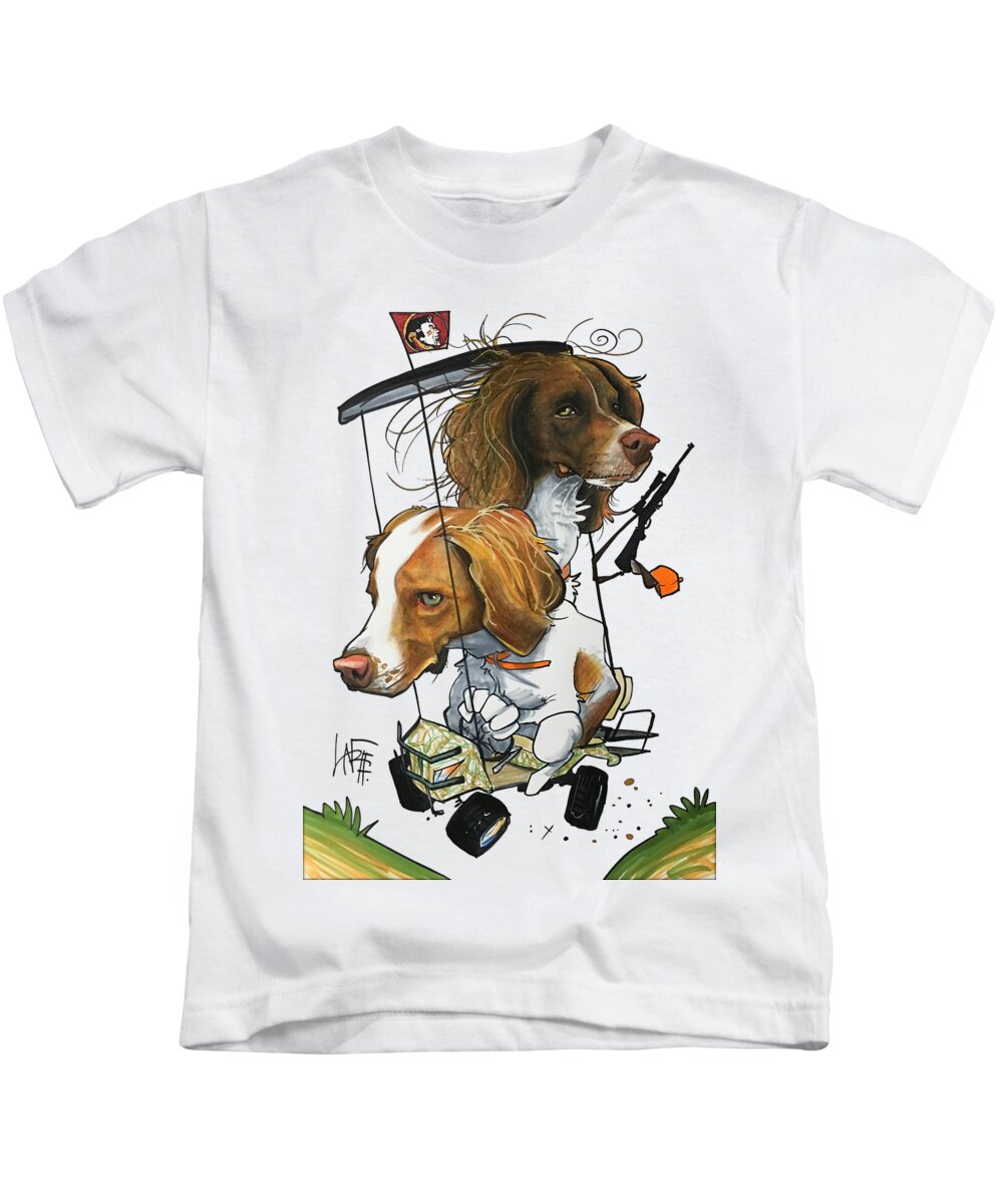 Pet Portrait Kids T-Shirt featuring the drawing Branch 3347 by Canine Caricatures By John LaFree