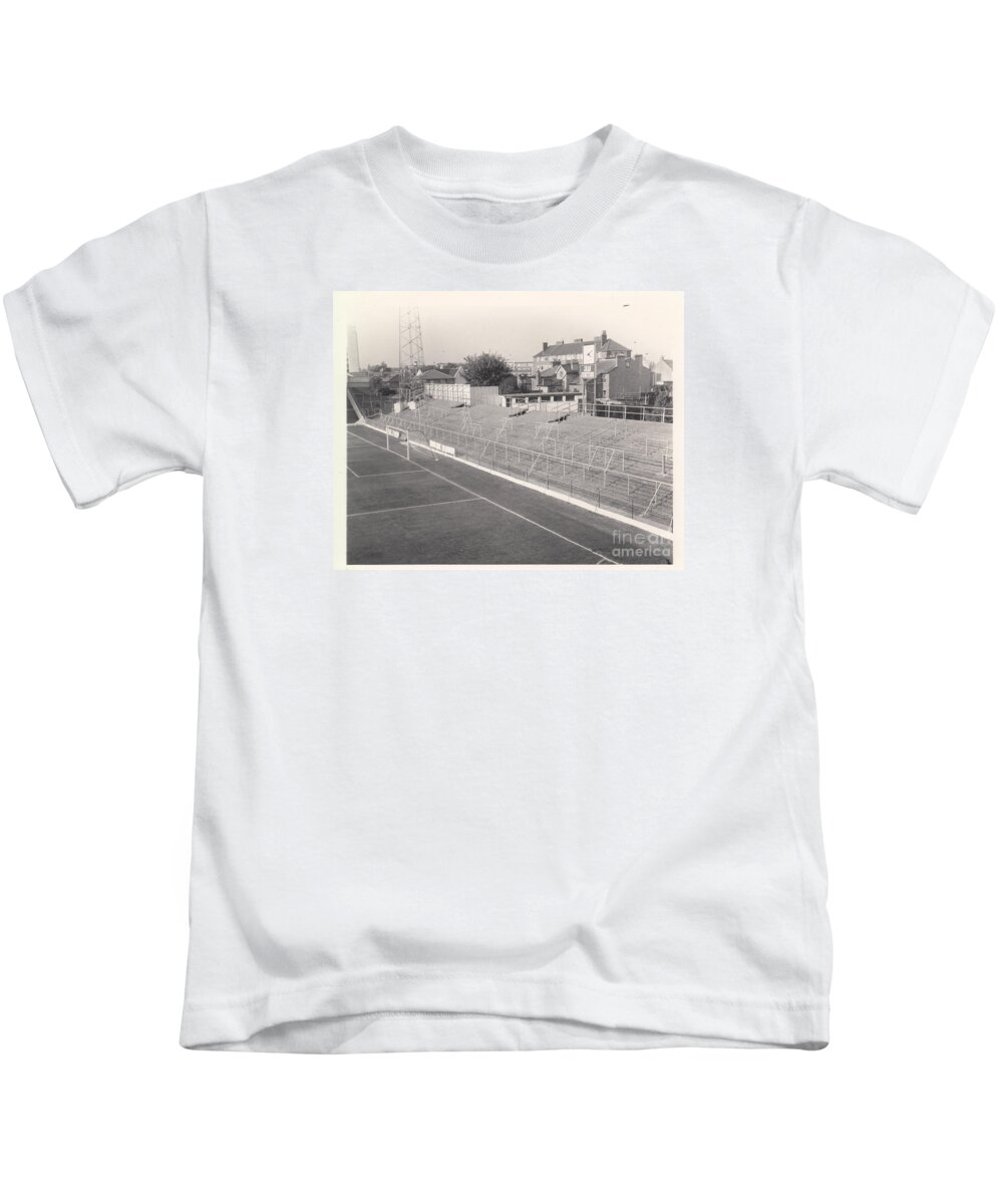  Kids T-Shirt featuring the photograph Brentford - Griffin Park - Ealing Road End 1 - September 1968 by Legendary Football Grounds