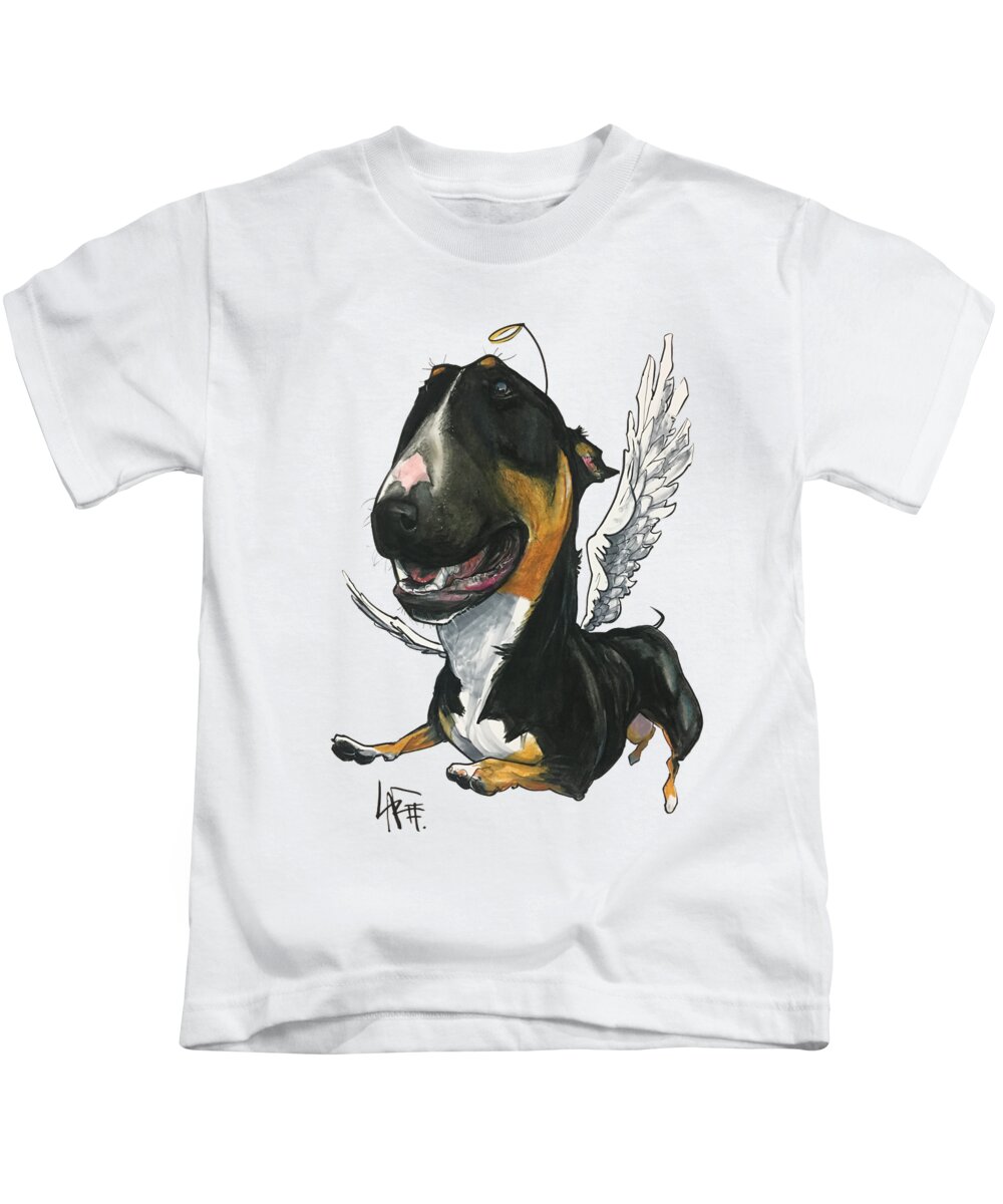 Pet Portrait Kids T-Shirt featuring the drawing Brunk 3123 by Canine Caricatures By John LaFree