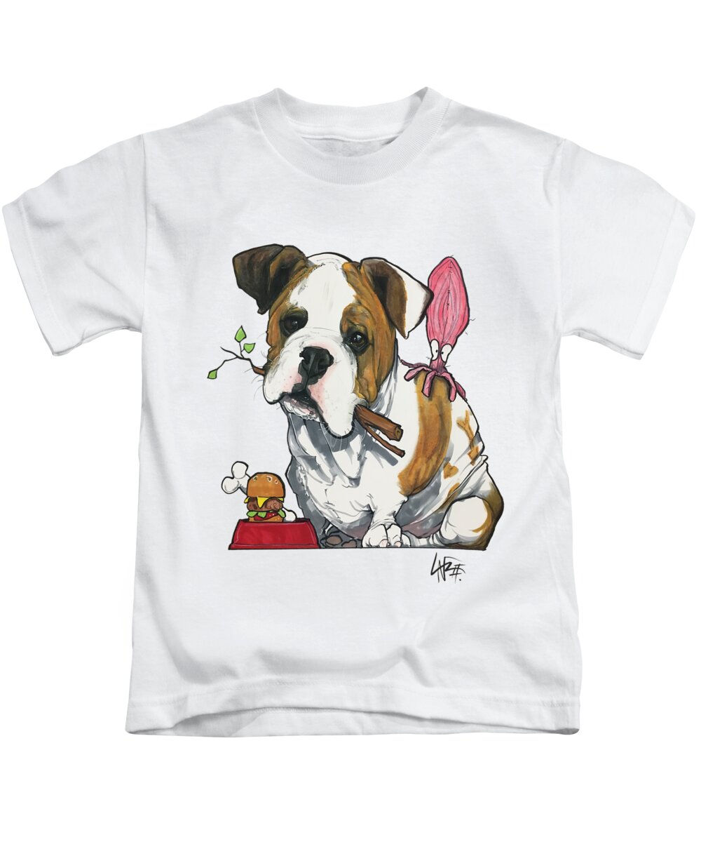 Pet Portrait Kids T-Shirt featuring the drawing Brunk 3100 by Canine Caricatures By John LaFree