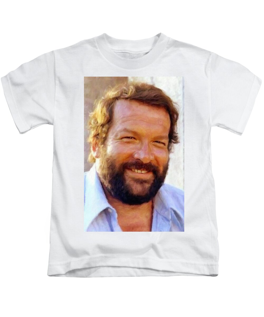 Bud Spencer Kids T-Shirt featuring the painting Bud Spencer by Vincent Monozlay