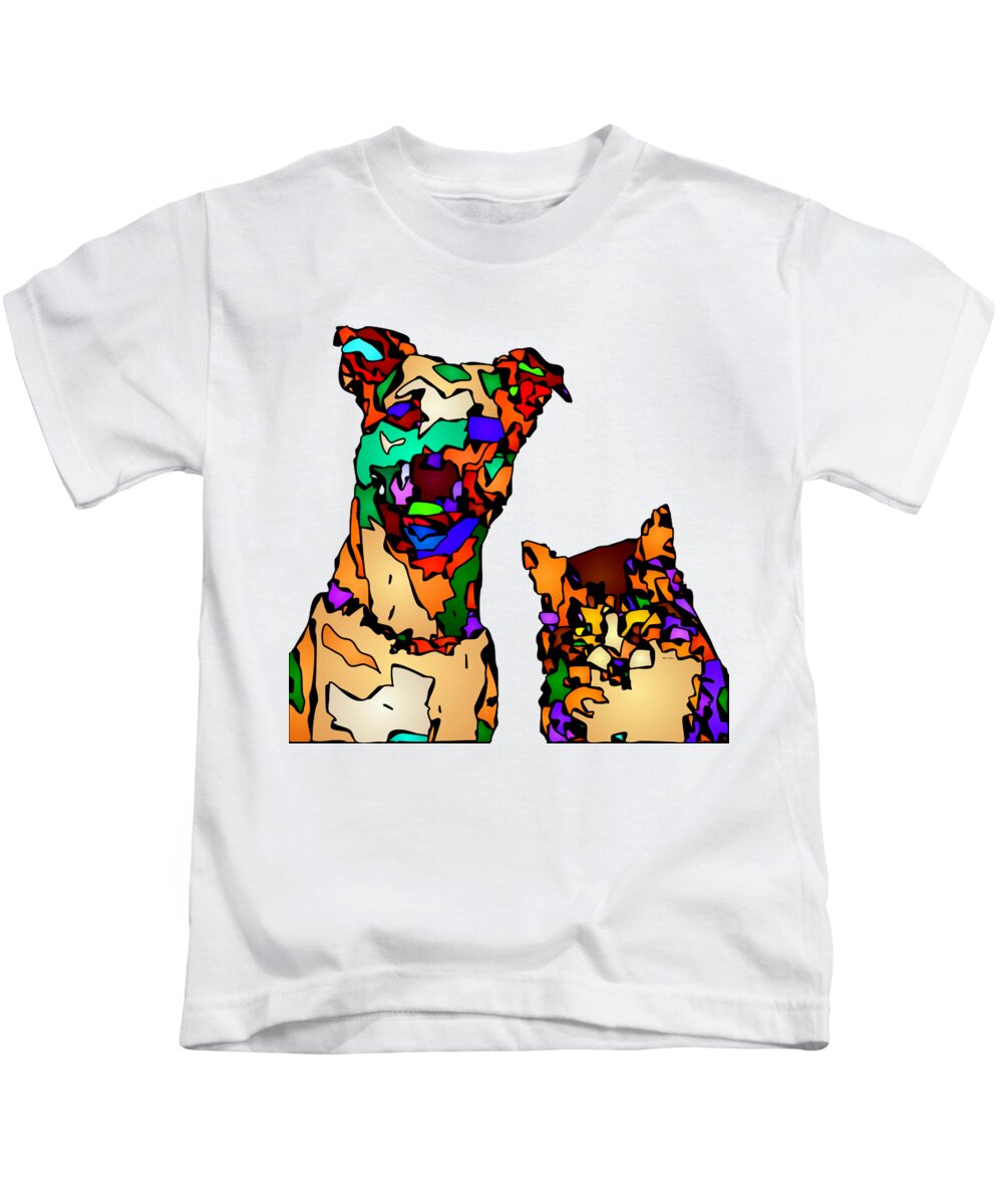 Dog Kids T-Shirt featuring the digital art Buddies for Life. Pet Series by Rafael Salazar