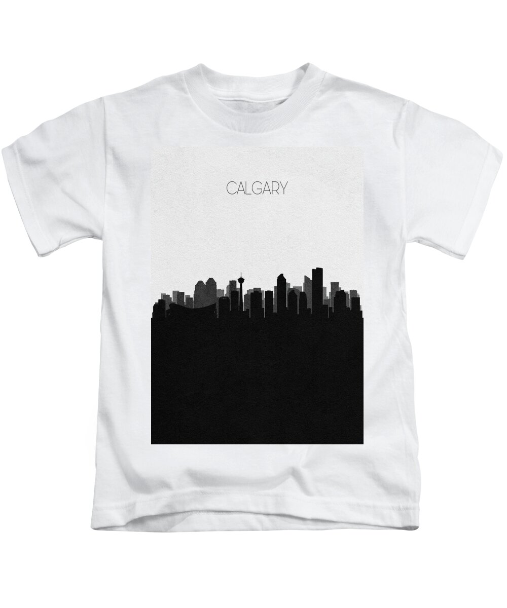 Calgary Kids T-Shirt featuring the digital art Calgary Cityscape Art by Inspirowl Design