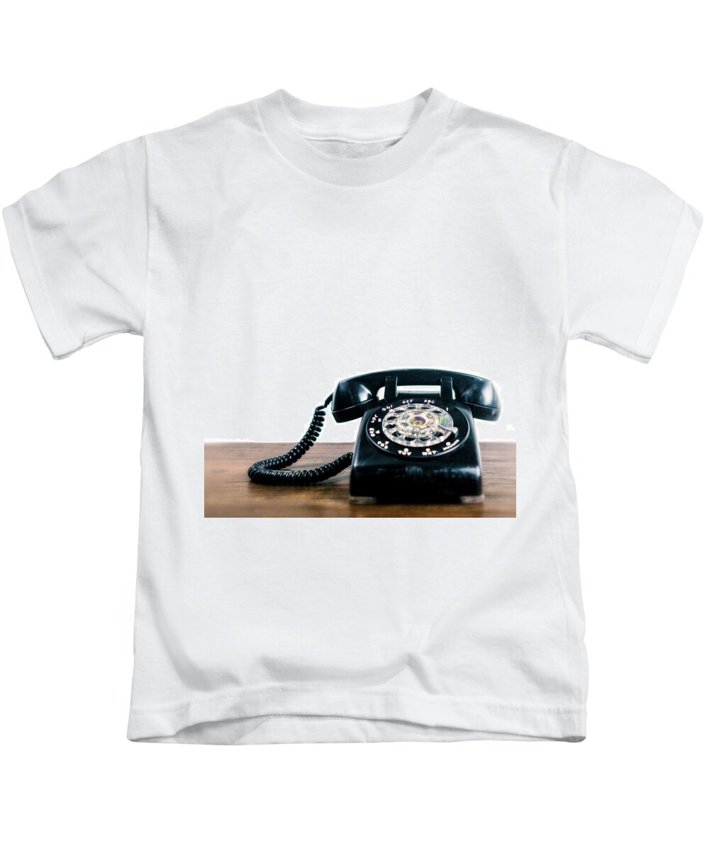 Rotary Telephone Kids T-Shirt featuring the photograph Call Me Let's Do Work. by TC Morgan