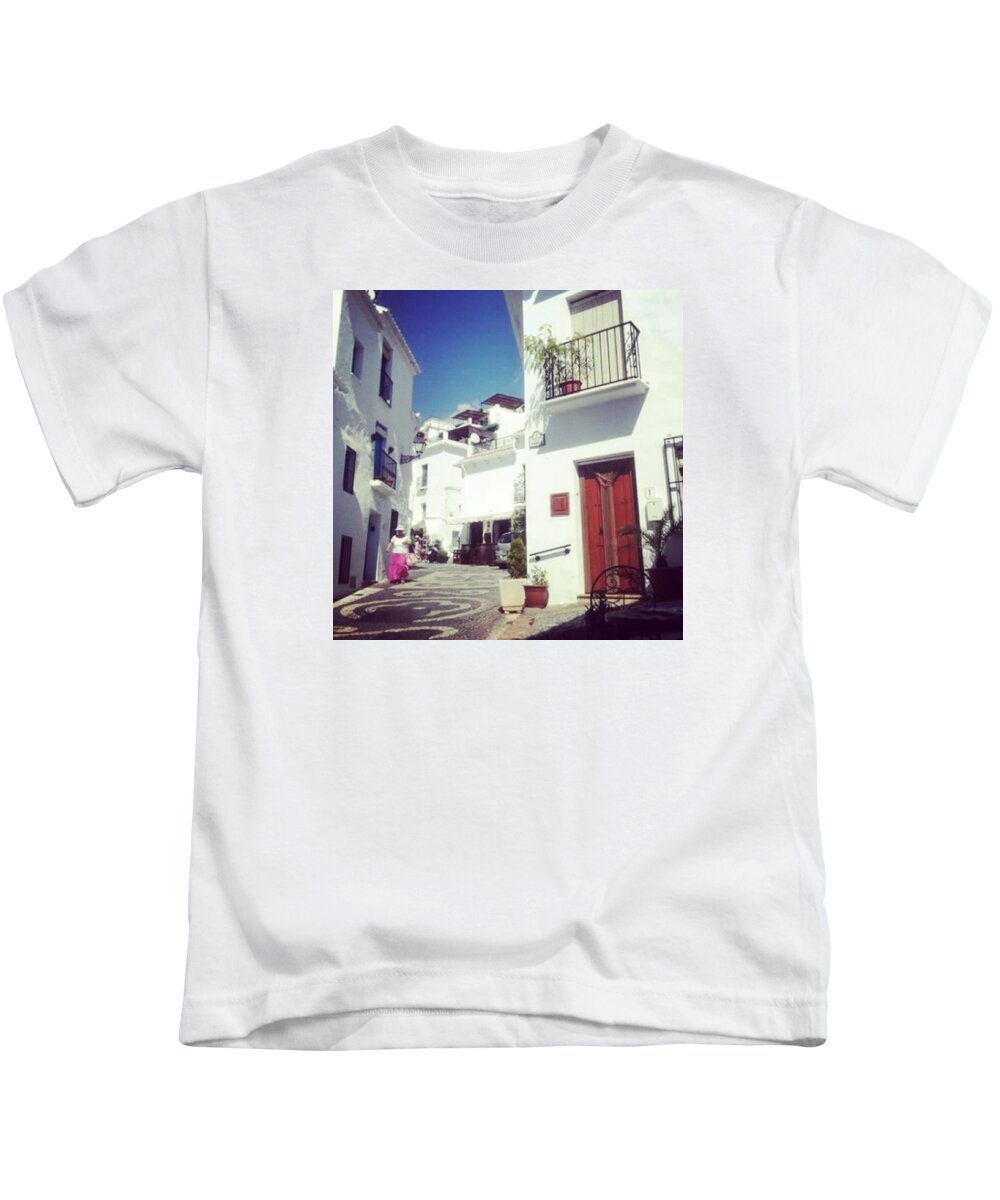 Andalucia Kids T-Shirt featuring the photograph Calles De Frigiliana, pueblo blanco de Malaga - Spain by Carlos Alkmin