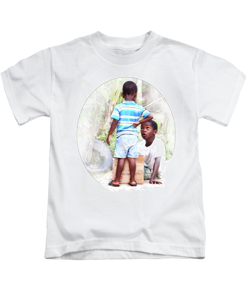 Photo Illustration Kids T-Shirt featuring the digital art Caribbean kids illustration by Tatiana Travelways