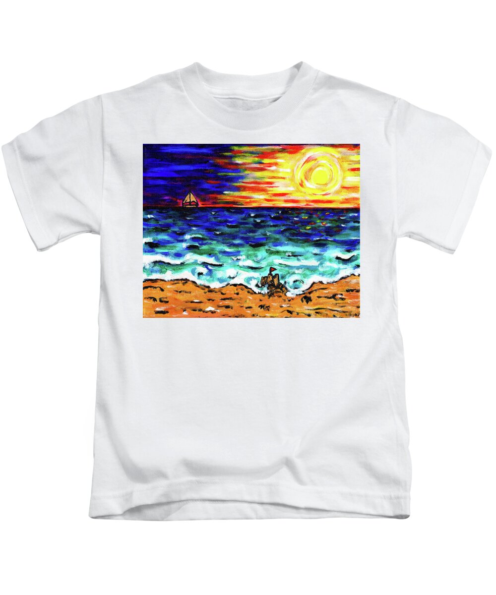 Landscape Kids T-Shirt featuring the painting Castles Made Of Sand by Meghan Elizabeth
