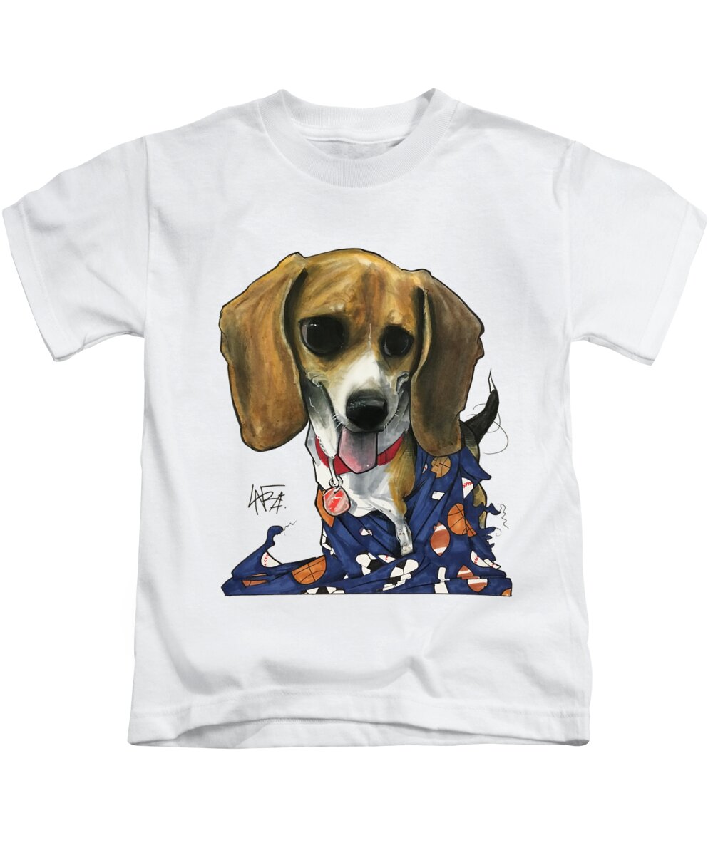 Pet Portrait Kids T-Shirt featuring the drawing Catha 3239 by Canine Caricatures By John LaFree
