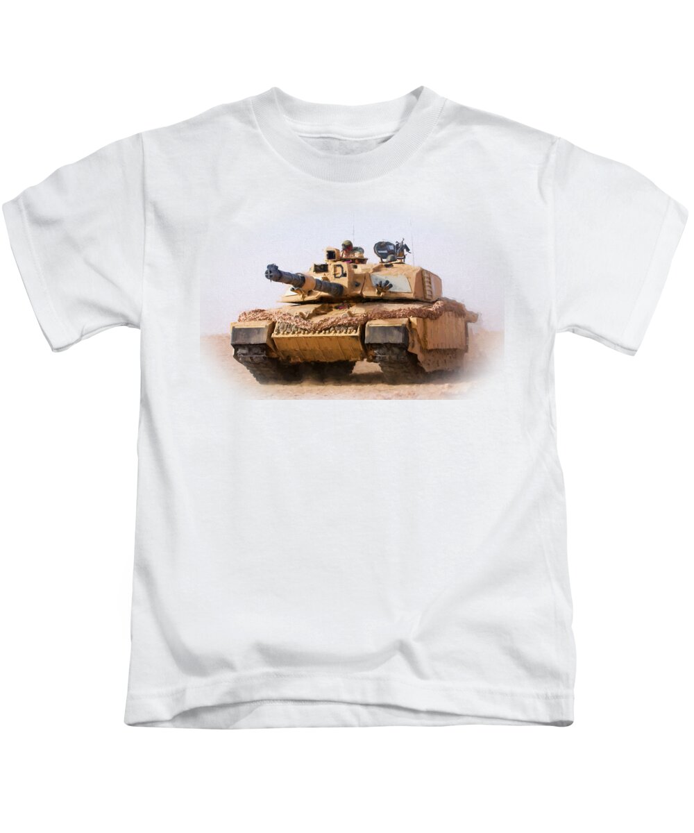 Army Kids T-Shirt featuring the digital art Challenger Tank Painting by Roy Pedersen