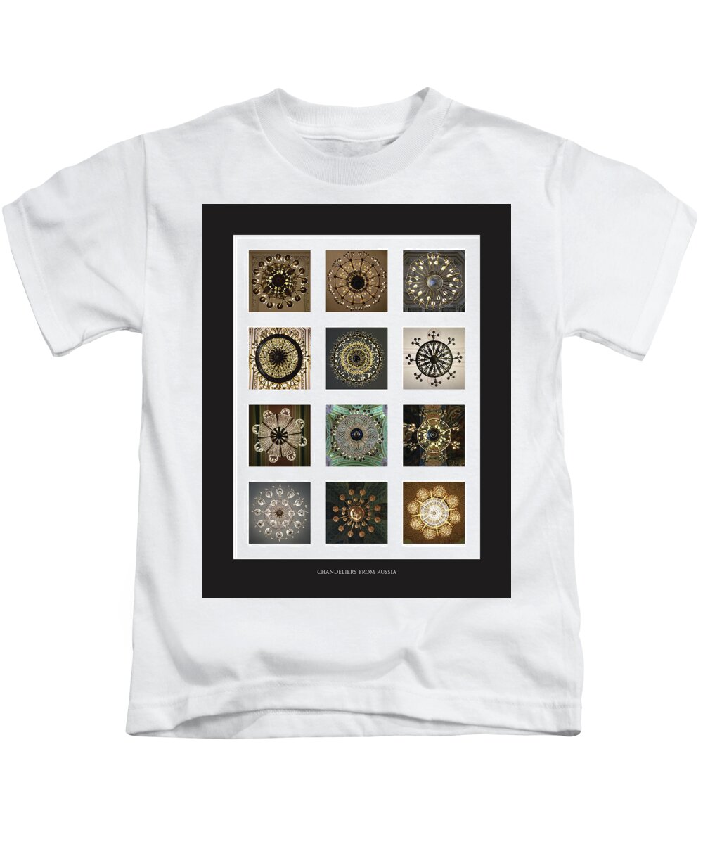 Chandelier Kids T-Shirt featuring the photograph Collection Poster Chandeliers from Russia by Annette Hadley