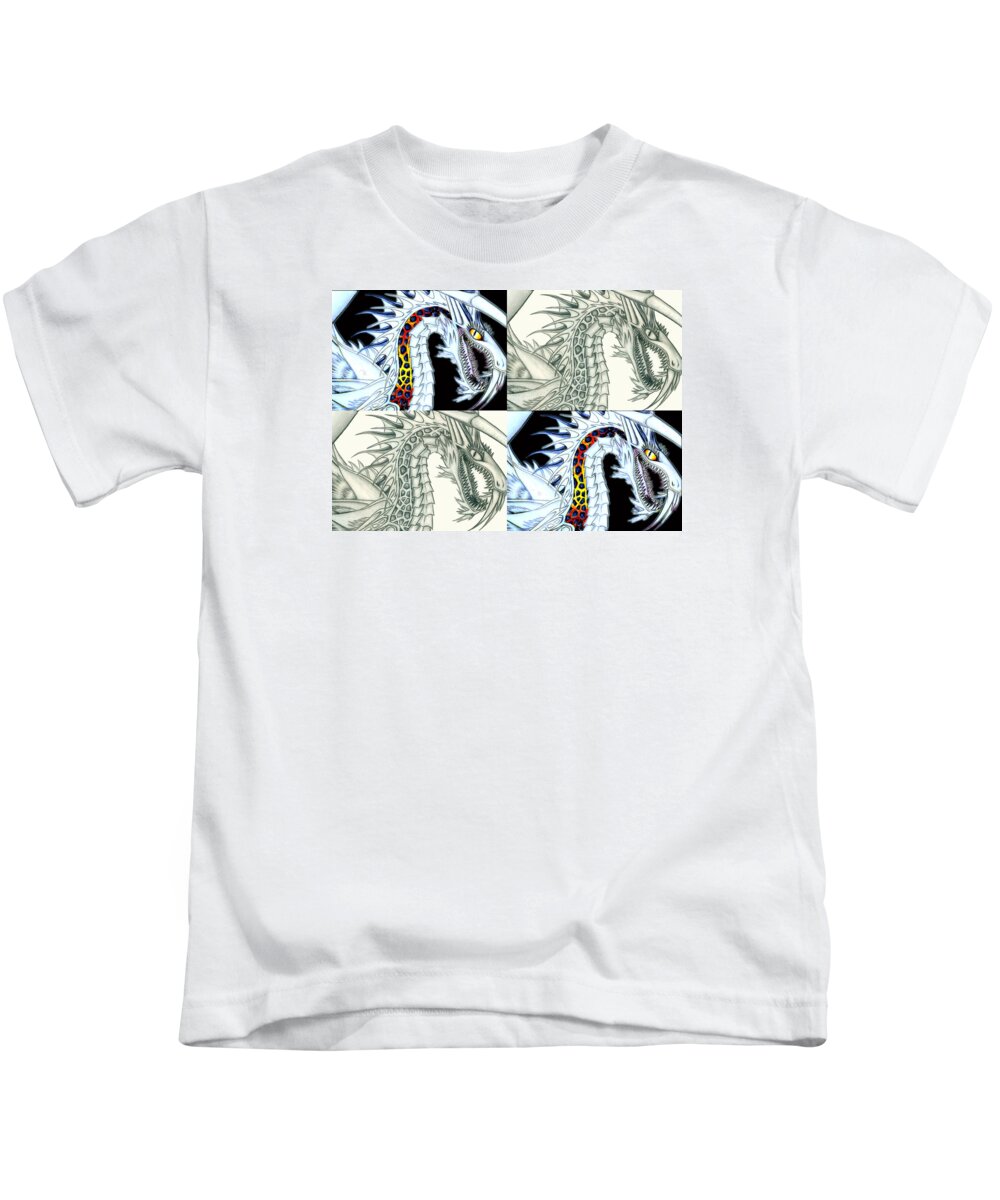 Pencil Work Kids T-Shirt featuring the digital art Chaos Dragon fact w fiction by Shawn Dall