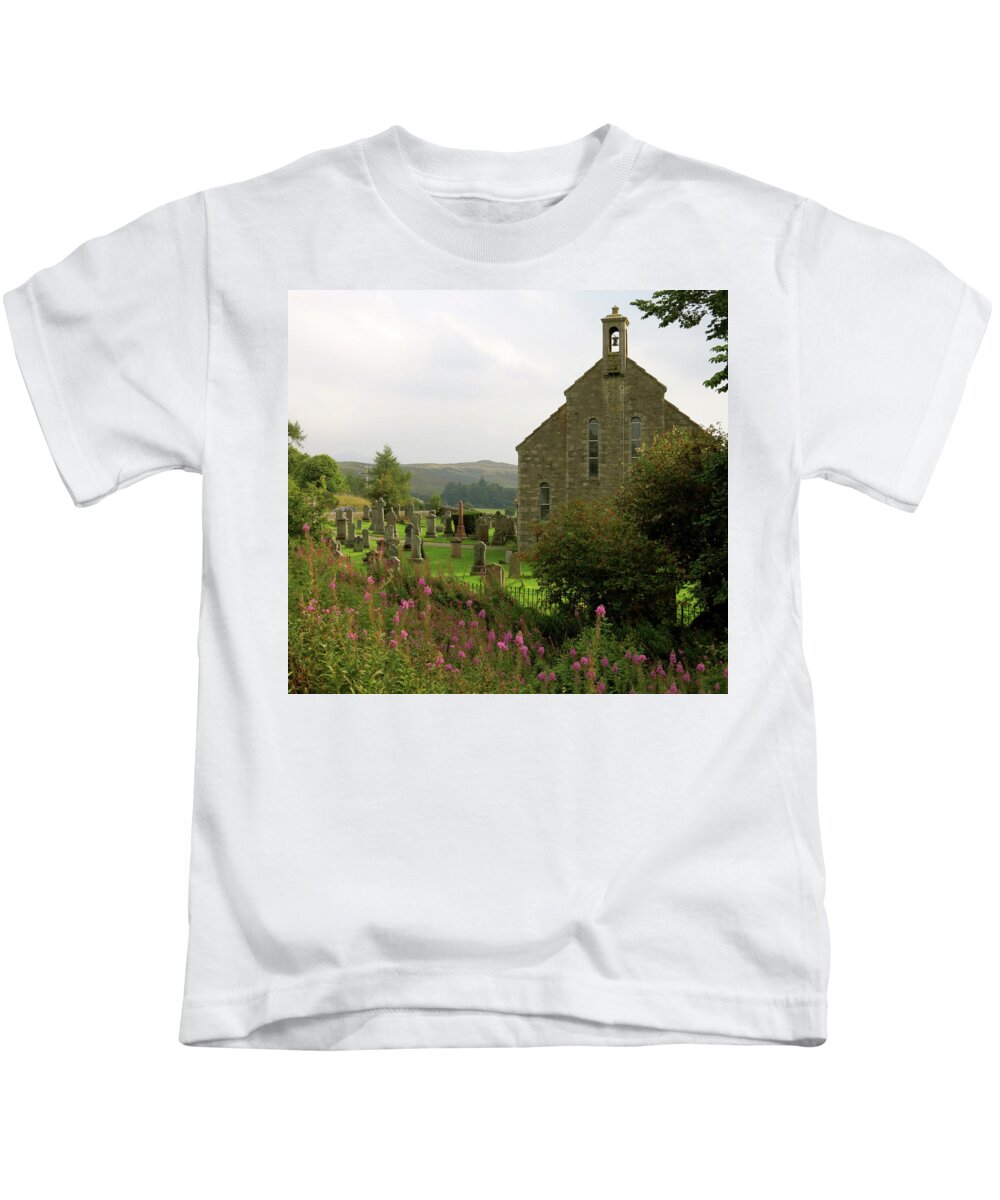 Churchyard Kids T-Shirt featuring the photograph Church in Isle of Skye by Azthet Photography