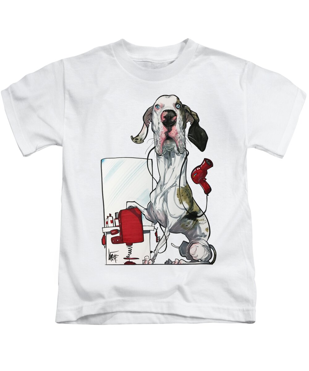Pet Portrait Kids T-Shirt featuring the drawing Ciastko 3329 by Canine Caricatures By John LaFree