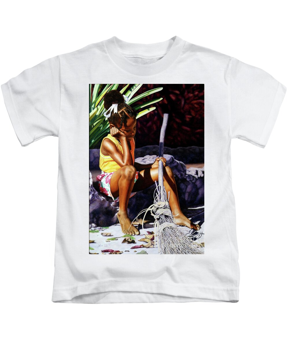 Portrait Kids T-Shirt featuring the painting Cinderella by Nicole Minnis