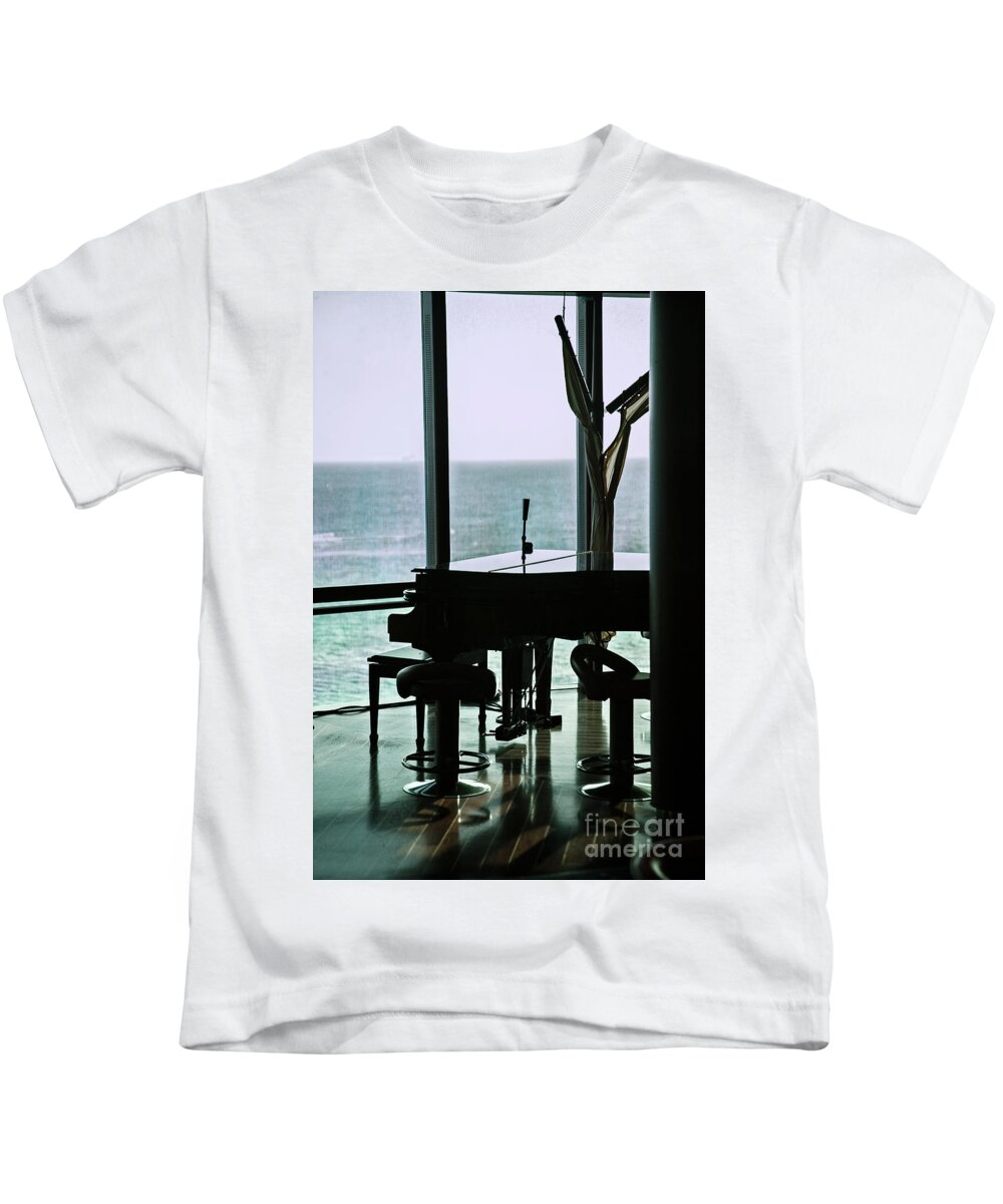 Ocean Kids T-Shirt featuring the photograph Cocktails and Piano by Kathy Strauss