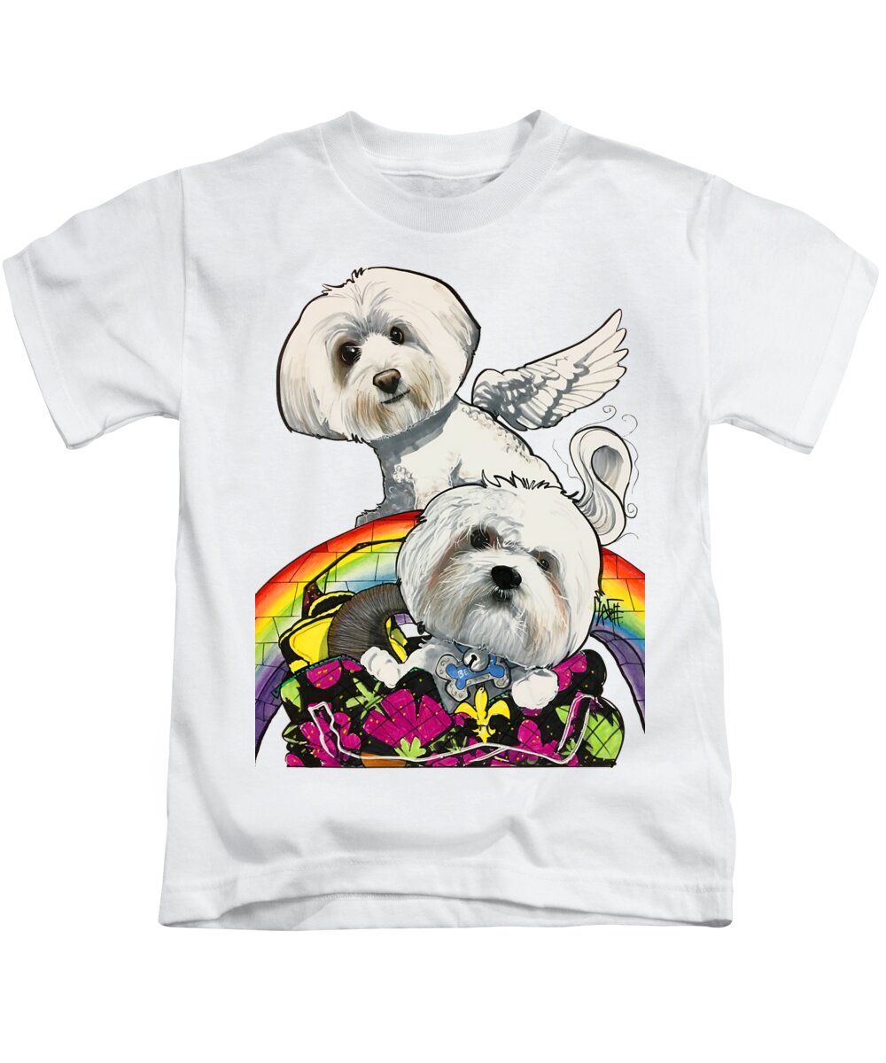 Pet Portrait Kids T-Shirt featuring the drawing Cole 7-1303 by Canine Caricatures By John LaFree