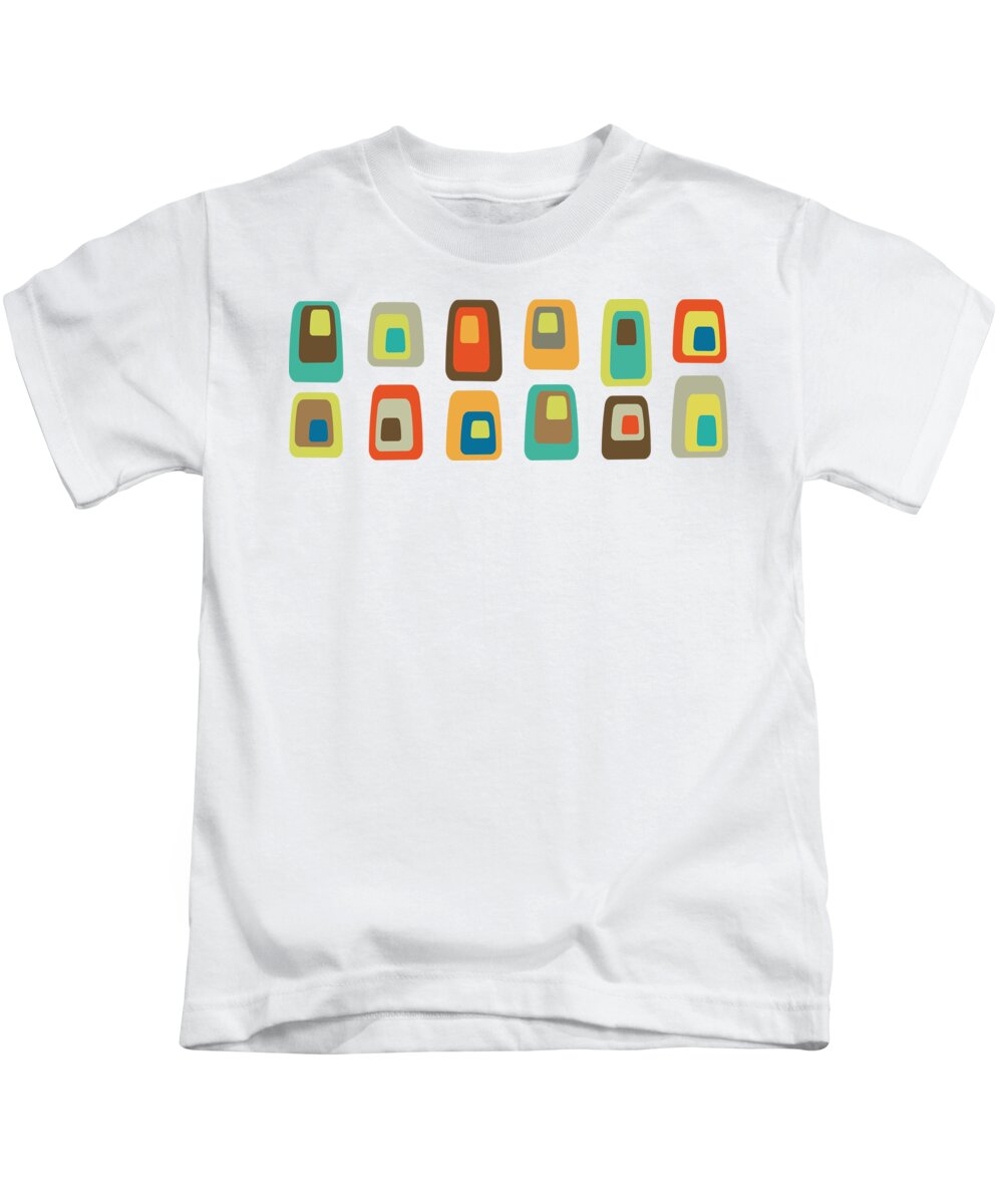 Mid Century Modern Kids T-Shirt featuring the digital art Concentric Oblongs by Donna Mibus