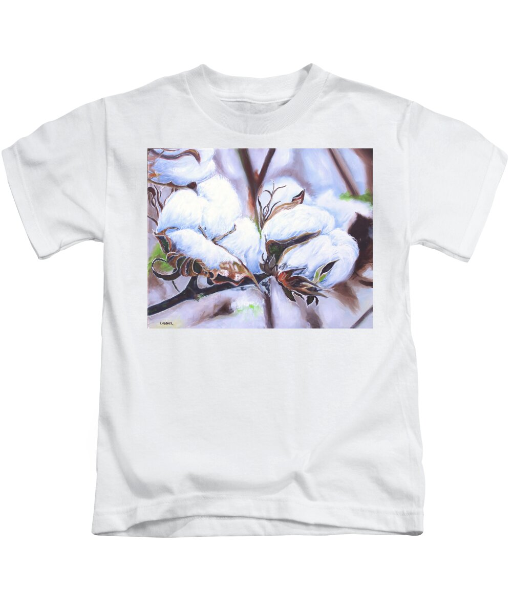 Mississippi Kids T-Shirt featuring the painting Cotton Bolls by Karl Wagner
