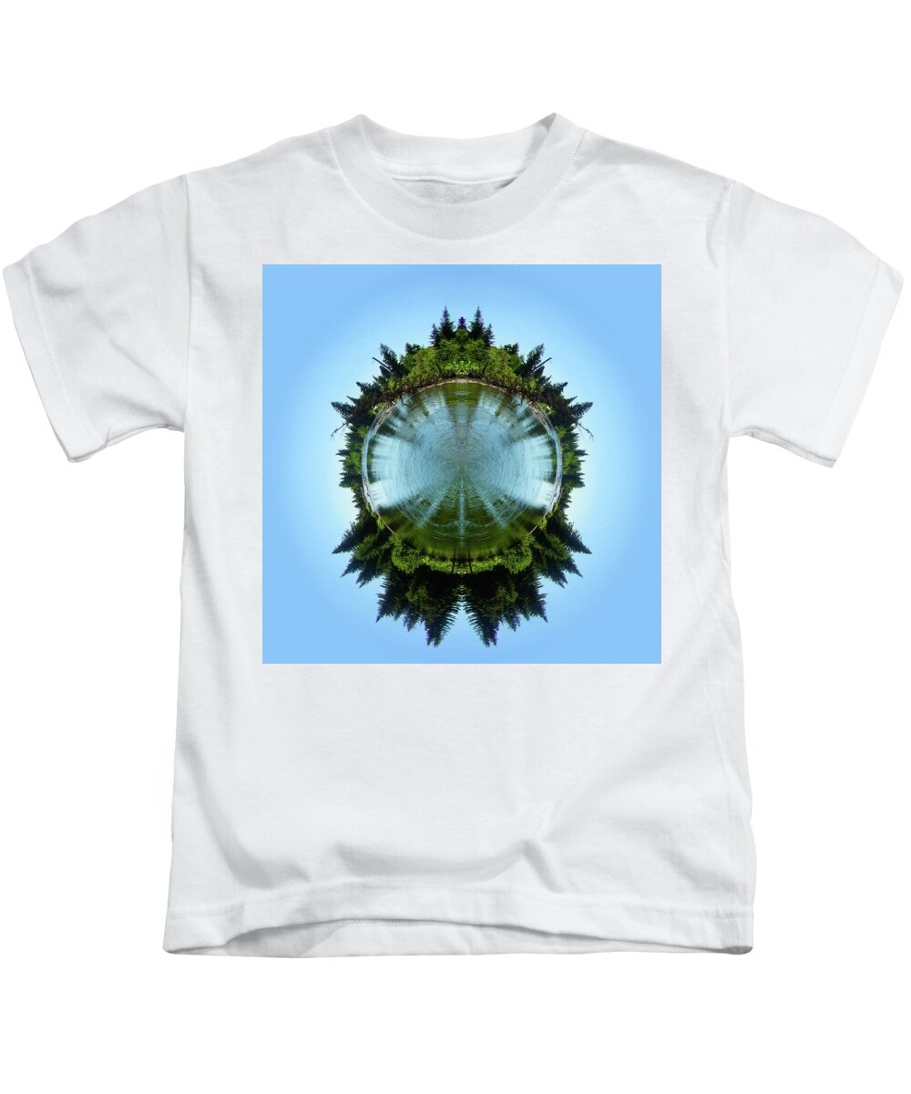 Blue Kids T-Shirt featuring the photograph Cottonwood Creek Mirrored Stereographic Projection by K Bradley Washburn