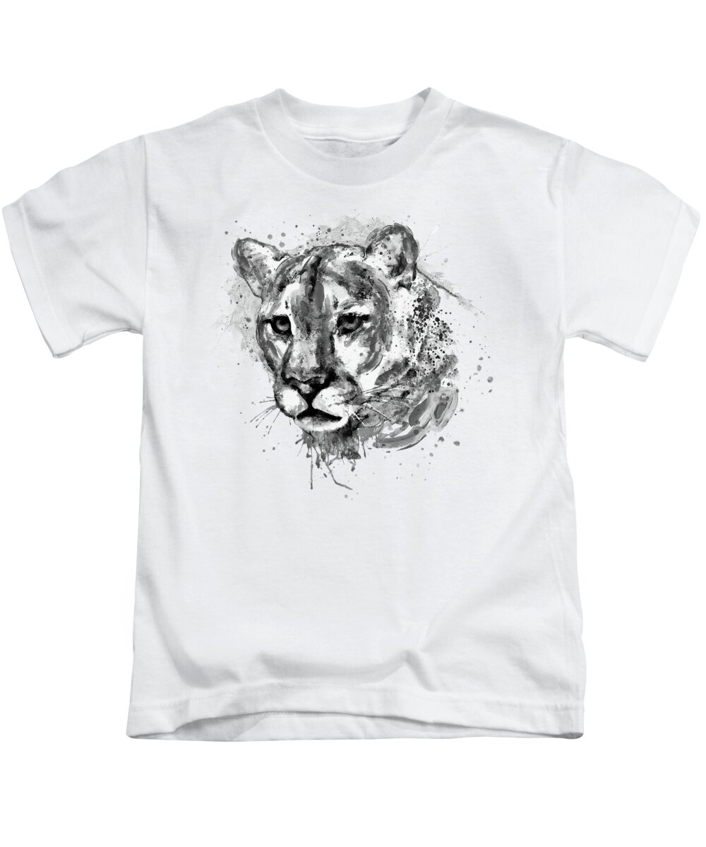 Cougar Head Black and White Kids T-Shirt for Sale by Marian Voicu