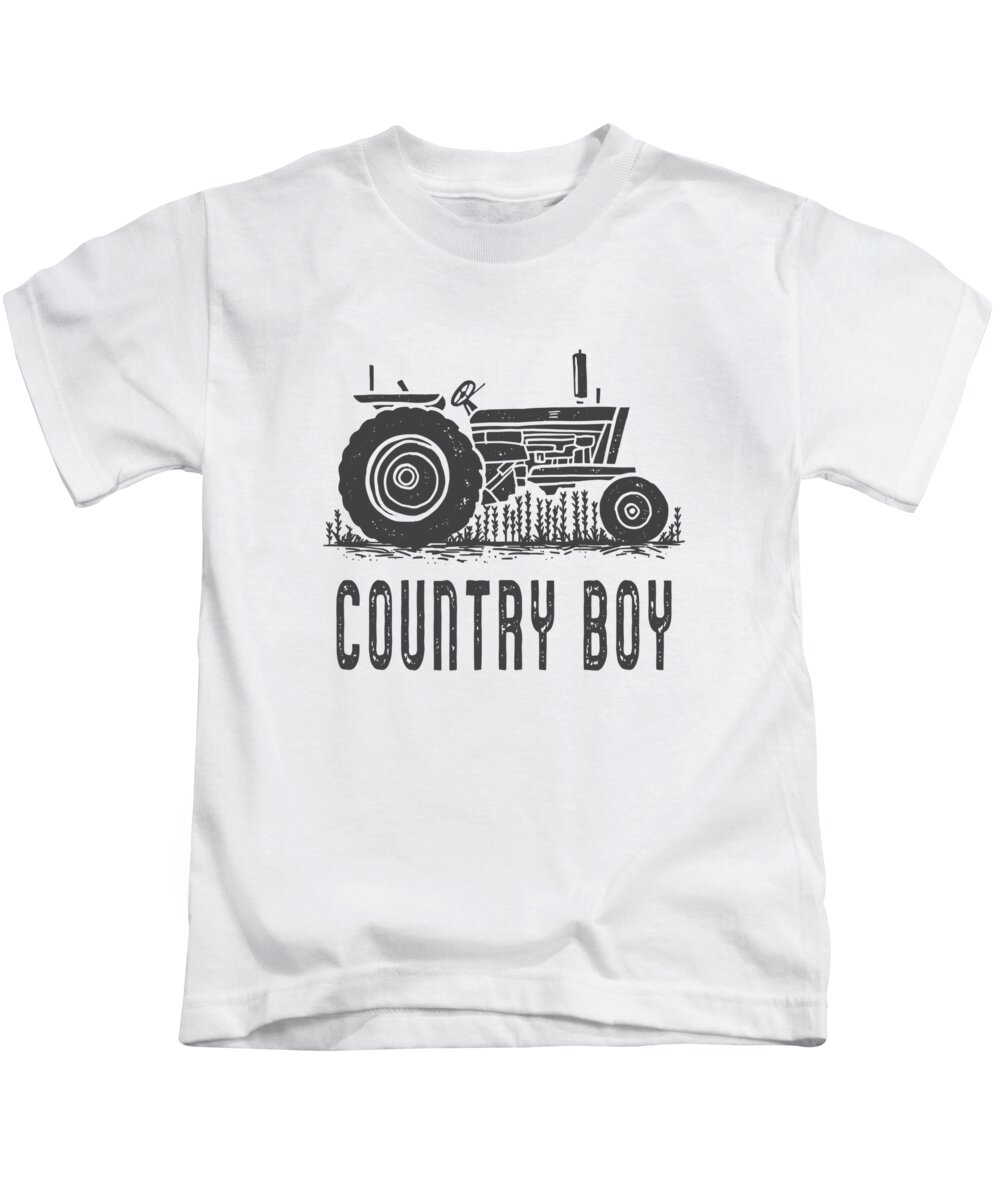 Tractor Kids T-Shirt featuring the digital art Country Boy Tractor Tee by Edward Fielding