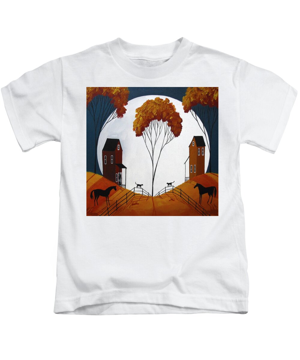 Country Cousins folk art landscape Kids T-Shirt by Debbie Criswell  Pixels