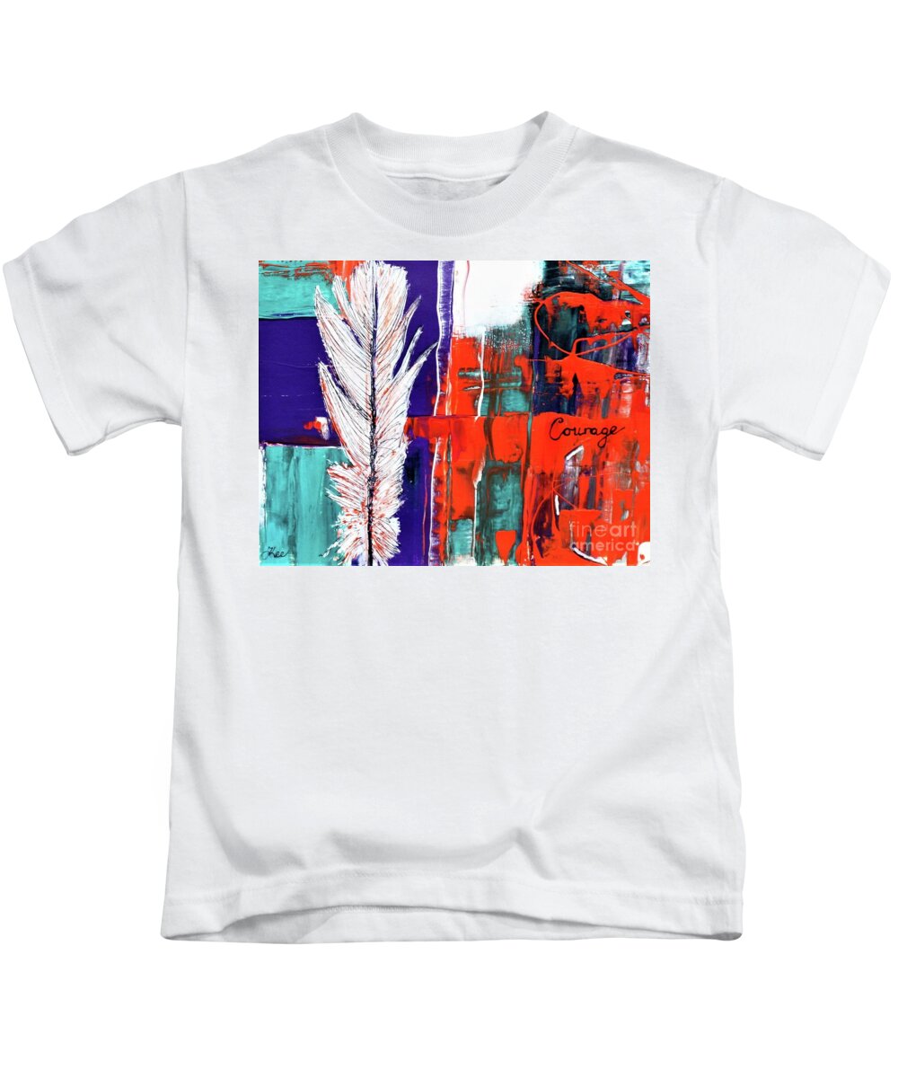 Word Art Kids T-Shirt featuring the painting Courage by Tracey Lee Cassin