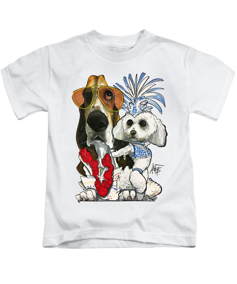 Pet Portraits Kids T-Shirt featuring the drawing Cramer 3015 by Canine Caricatures By John LaFree