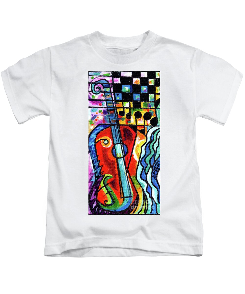 Whimsical Kids T-Shirt featuring the painting Creve Coeur Streetlight Banners Whimsical Motion 10 by Genevieve Esson