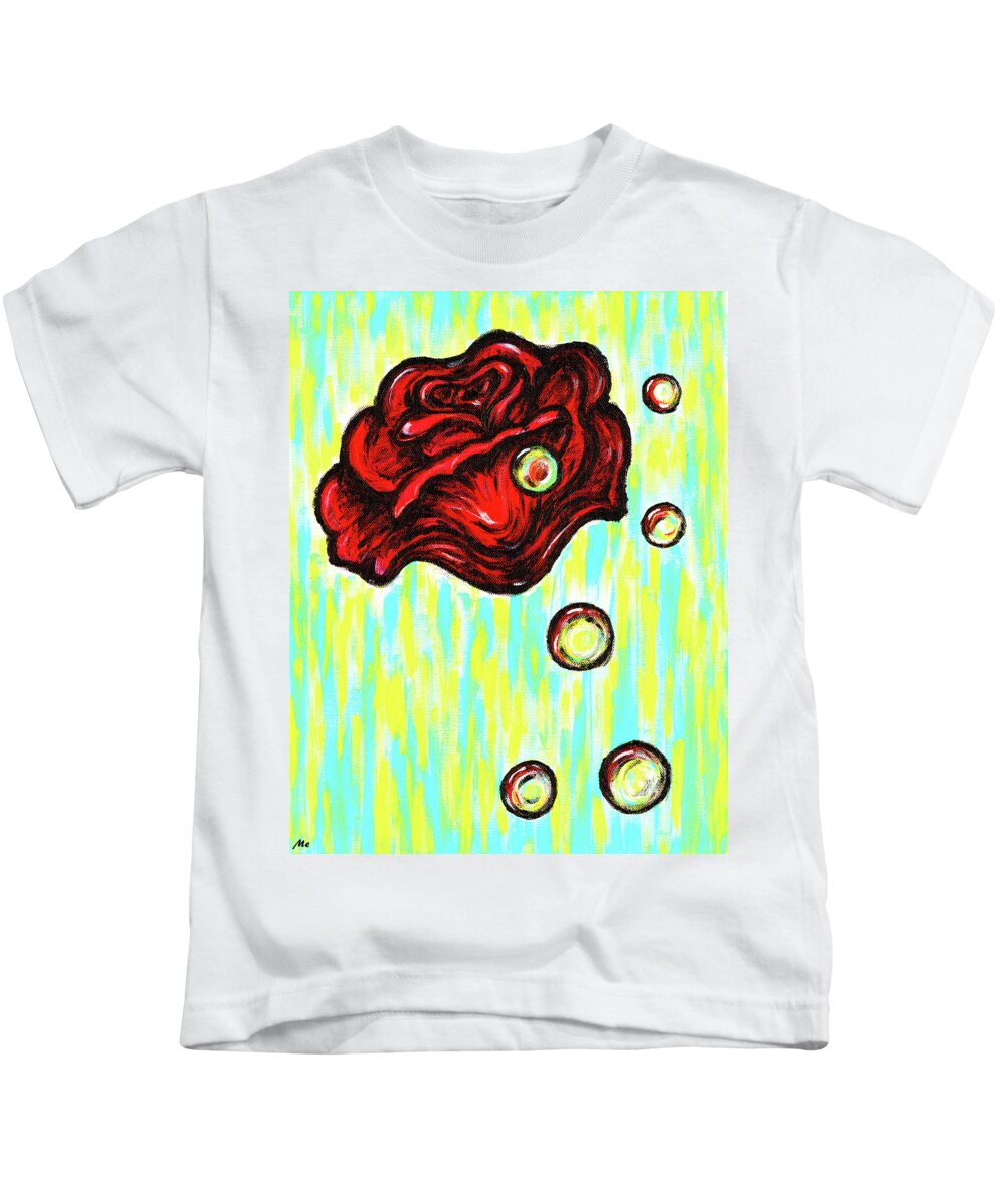 Bubbles Kids T-Shirt featuring the painting Dali Rose by Meghan Elizabeth